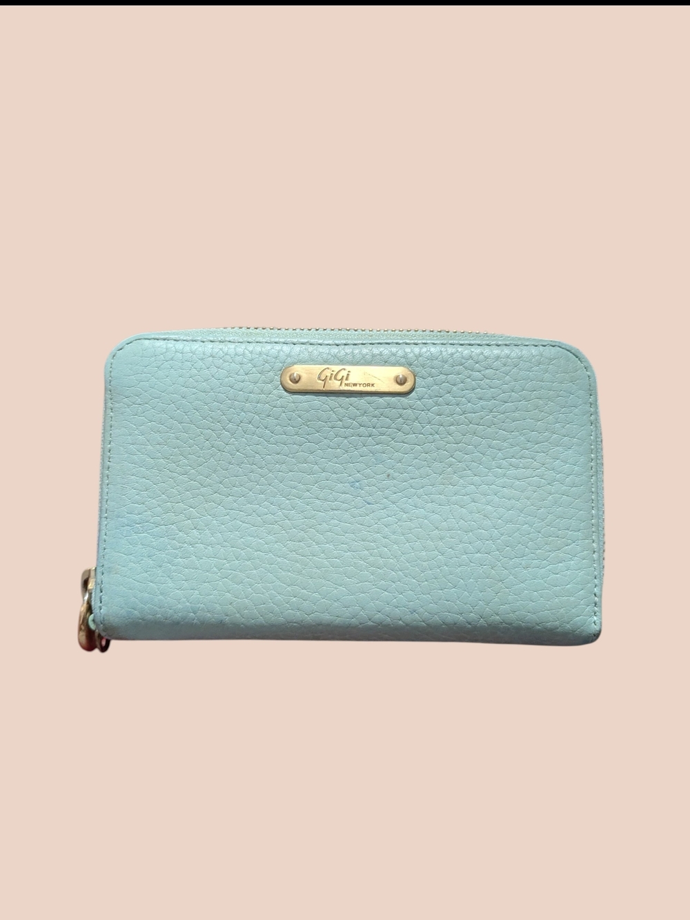 Gigi New York Light Blue Leather Zip Wallet
